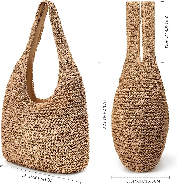 PALAY® Straw Beach Bag for Women Summer Woven Beach Tote Bags Shoulder Handbags Boho Bag PALAY® Straw Beach Bag for Women Summer Woven Beach Tote Bags Shoulder Handbags Boho Bag
